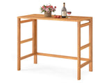 Natural Acacia Wood Foldable Patio Bar with Footrest & Slatted Top, Space-Saving Outdoor Pub 16941394