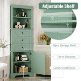 ZNTS Green Triangle Tall Cabinet with 3 Drawers and Adjustable Shelves for Bathroom, Kitchen or Living WF306469AAG