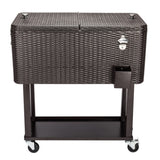 ZNTS 80QT Rattan Square Legs Cooler with Shelf 16526367