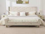 65.75" Wide Modern Upholstered Storage Bench With Double Lids 97880592