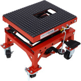 300 lbs Hydraulic Motorcycle Scissor Jack Lift Foot Step Wheels for Small Dirt Bikes,red color W46577206
