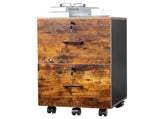 2-Drawer Rolling Wood File Cabinet with Lock, Brown & Black 91736369
