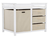 Wooden Frame Removable Top White Painted Pine Children's Cot with 3 Fabric Drawers 1 Fabric Bag 83557884
