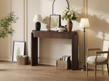 TREXM Entryway Table with Natural Wood Grain Finish, Console Table with Fluted Design, Oval Top and N715P288632P