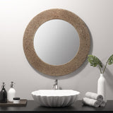 ZNTS Natural Jute Rope Round Wall Mirror 26" B03598875