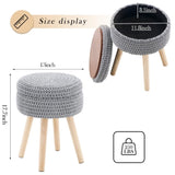 Round Ottoman with Storage Multifunctional Cotton Knitted Vanity Stool Footrest Stool for Living 03308454
