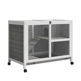 ZNTS Pet cage /Wood Rabbit Hutch-Gray （Prohibited by WalMart） 03906617