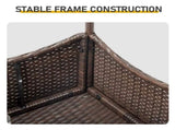 20" Patio Side Table, Outdoor Patio Wicker Square End Table, All-Weather Rattan Coffee Table w/Glass 24168620