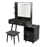 Pitted Particle Board With Melamine Paste, Solid Wood Legs With Copper Sheath Decoration, 4 Drawers, 65962273