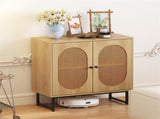 Natural PE Rattan Buffet Cabinet with 3-Level Adjustable Shelf, Boho Style & Soft-Close Hinges 77001885