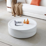 ZNTS 39.37'' White Marble Round Coffee Table Sturdy Fiberglass table for Living Room, No Need Assembly. W876P154763