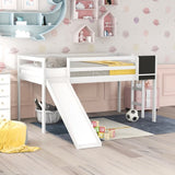 ZNTS Twin size Loft Bed Wood Bed with Slide, Stair and Chalkboard,White WF286310AAK