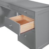 Twin Size Loft Bed with Ladder, Shelves, and Desk, Gray 83068138