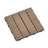 Patio Floor Tiles Pack of 11 WPC Wood-Plastic Composite Patio Deck Tiles DIY Interlocking Decking W206P201283