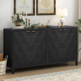 U_STYLE Luxurious Four-Door Sideboard with Honeycomb Patterned Doors, Offering Ample Storage for N711P187044B
