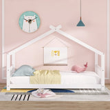Twin Size House Bed Wood Bed, White N708P182785K