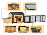 118" Large Wooden Chicken Coop Outdoor Hen House with Nesting Box, Leak-Proof Pull-Out Tray, Asphalt 27993479