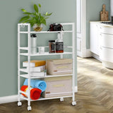 ZNTS Widen 4 Tiers Multi-functional Storage Cart Ivory White 51202437