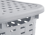 Weave Laundry Hamper with Lid, Plastic Dcor Pattern and 2 Carry Handles, Gray, 4 Count 58360341