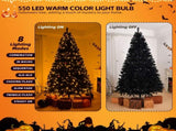 8 FT Pre-lit Artificial Christmas Tree, Hinged Xmas Pine Tree with 1450 Branch Tips, 550 Lights and 45666299