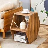 ZNTS Hexagonal MDF coffee table, characteristic pattern stickers, multi-hole design to give more storage W1151P200316