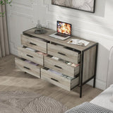 Wood Dresser with 6 Drawers, Wooden Storage Closet for Bedroom, Solid Clothes Cabinet with Sturdy W1820P145379