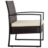 3 Piece Outdoor PE Wicker Furniture Set, Patio Brown Rattan Sectional Sofa Couch with Washable 73937025