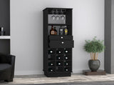 Black Wengue 12-Bottle 2-Drawer 1-Shelf Bar Cabinet B06280194