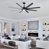 ZNTS 72'' Indoor Smart Black Ceiling Fan with LED light and App Remote Control W1367P197402