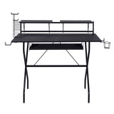 Black Computer Desk with Keyboard Tray B062P184548