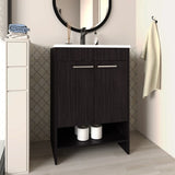 Lorenzo Floor Vanity With Four Drawers And Two Open Shelves, Black B070P337153