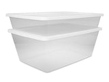 58 Quart Storage Box, Clear Plastic Storage Bin with Snap-on Lid, White, 8 Pack 24630416