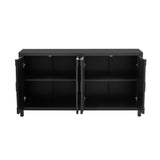 U_STYLE Luxurious Four-Door Sideboard with Honeycomb Patterned Doors, Offering Ample Storage for N711P187044B