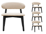 Beige Cotton-Linen Fabric Upholstered Dining Chair with Black Solid Wood Legs, Armless Chair Set of W5815P476383