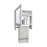 BOTIQ 19.7" H x 17.7" W Mirror Medicine Cabinet with Towel Rack White, One door with Two interior B200P240244