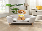 Elevated Dog Bed Frame for Small Dog, Corduroy Pet Couch Bed with Rubber Wood Legs and Supportive N779P179967A
