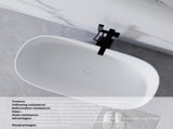 51'' Freestanding Bathtub Resin Stone Soaking Bathtub Solid Surface Modern Tubs with Overflow and 83939166