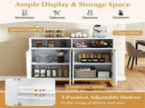 White Modern Sideboard with Irregular Doors & Golden Handles, 2 Open Shelves & Double 2-Door 64232003