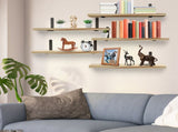 6 Pack Wall Floating Display Shelves Paulownia Wood Panels Rustproof Metal Brackets, Multi Space 11756802