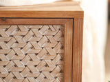 Rattan TV Stand for TVs, Wood TV Stand Mid Century Distressed TV Stand TV Media Console with Drawer W3040P382306