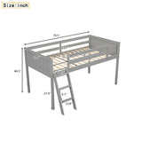 ZNTS Twin Size Wood Low Loft Bed with Ladder, ladder can be placed on the left or right, Gray WF313084AAE