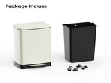 White 14 Gallons Pedal Trash Can with Soft Close Lid, Removable Inner Bucket & Detachable Wheels, 31799952