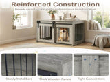 31.5" Dog Crate Furniture with Sliding Barn Door, Wooden Dog Kennel End Table for Indoor Use - Gray 01135326
