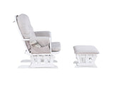 Mason Glider and Ottoman White Wood and Woven Gray Fabric B022P174720