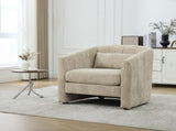 31.3"W Tufted Pumpkin-Shape Accent Chair,Comfy Upholstered Reading Chair,Chenille Armchair for W3189P538192