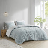 3 Piece Cotton Jacquard Comforter Set Aqua King/Cal King B03596413