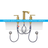 Brushed Gold 3-Hole Low-Arch 8 Inch Widespread Bathroom Faucet, Vanity Sink Faucet with Metal Pop Up T3177P277503