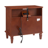 Open Space and 2 Drawers Dresser Nightstand with Charging Station, Farmhouse End Table with USB W1693P216935