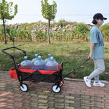 ZNTS folding wagon Collapsible Outdoor Utility Wagon, Heavy Duty Folding Garden Portable Hand Cart, Drink W22778822