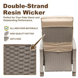 Outdoor Recliner Chair, Patio Recliner with Hand-Woven Wicker, Flip Table Push Back, Adjustable W1859P196426